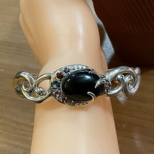 Carolyn Pollack: Moondance black multi stone/gems sterling silver cuff bracelet